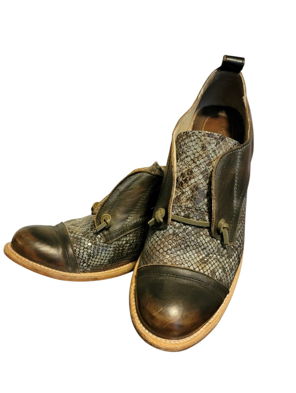 FREEBIRD by Steven Mabel Snakeskin Two Toned Oxford Distressed Shoes 10 - Picture 11 of 12